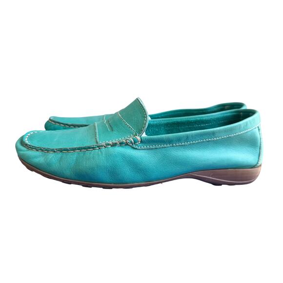 L'Artigiano Sorrentino Teal Green Leather Italian Penny Loafers Size EU 38 - Picture 4 of 11